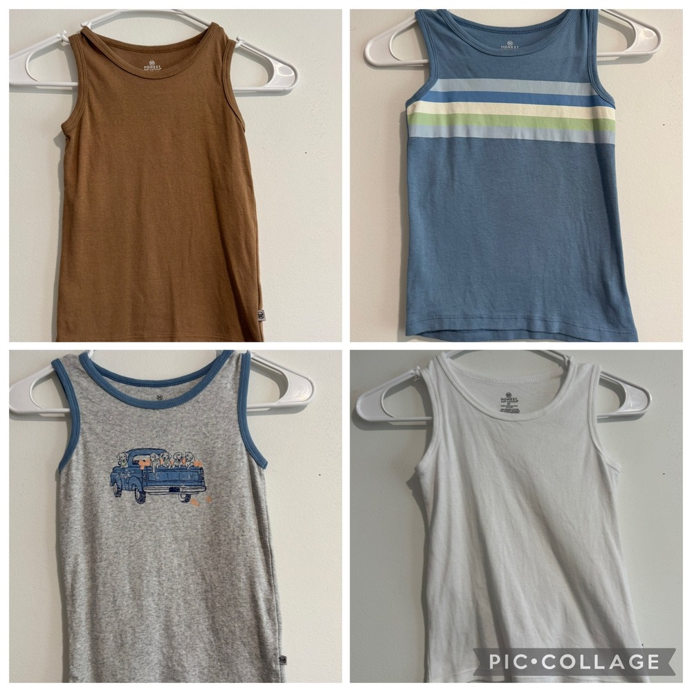 Honest Organic Cotton Tank Tops Toddler 5T Multicolor set of 4-Pack Set boys